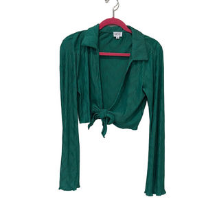 Le Lis notched collar green top, medium
